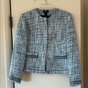 Chic Women's Tweed Blazer - Blue and grey